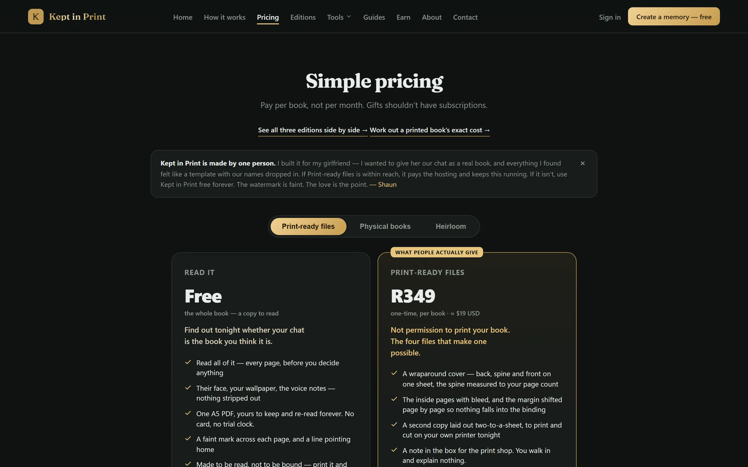 The pricing page.