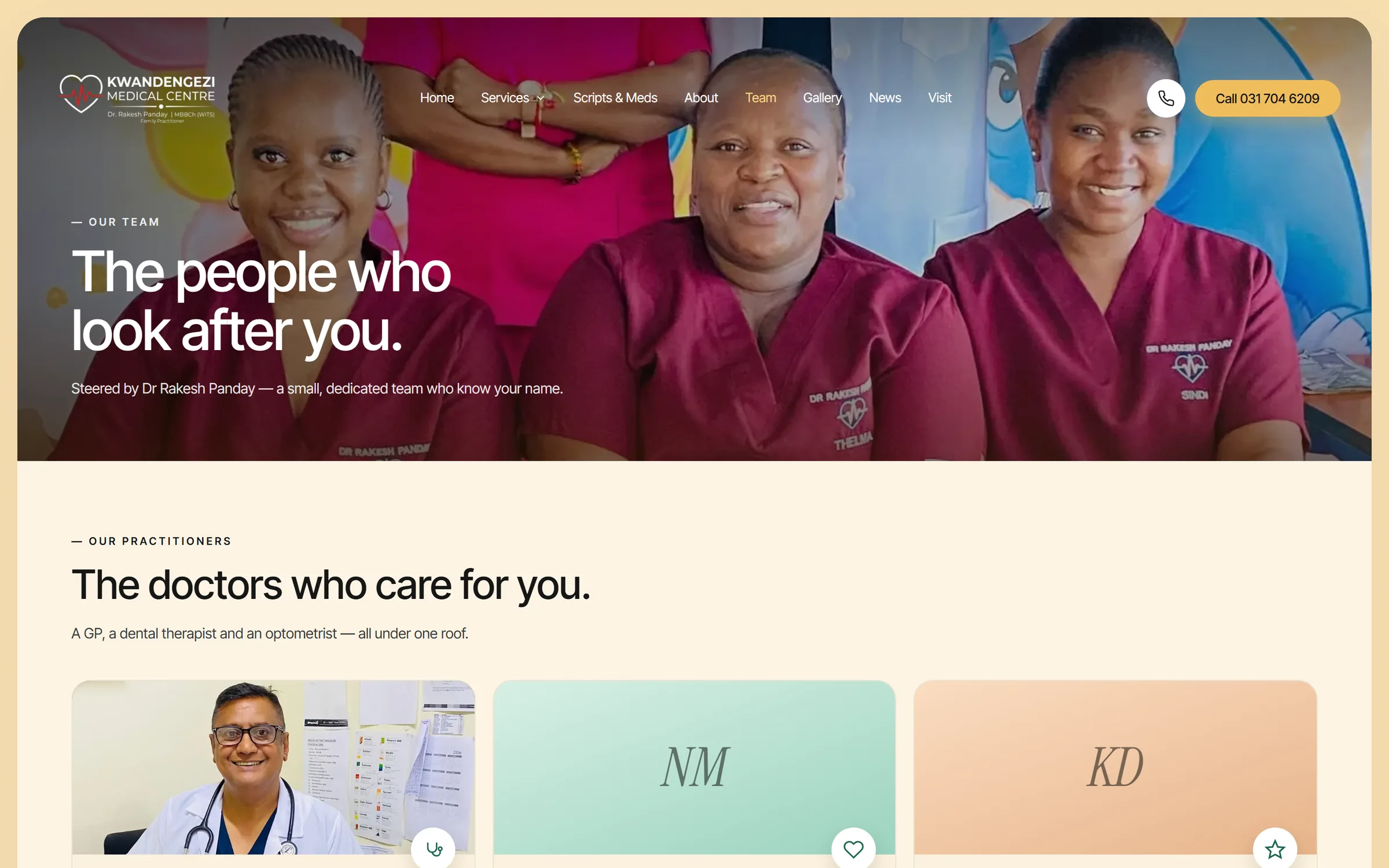 The team page.